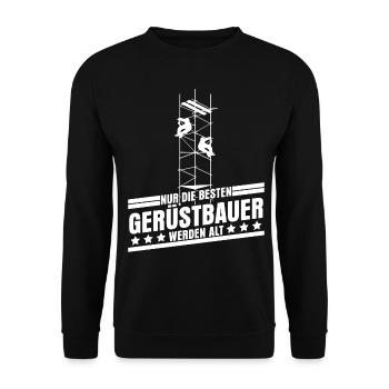 Gerüstbau Gerüst Witz Spruch Gerüstbauer - Unisex Pullover - Schwarz - Vorne - Alina (178cm) & Michal (187cm)