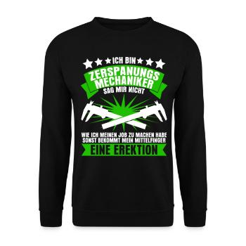 Zerspaner Witz Zerspanungsmechaniker - Unisex Pullover - Schwarz - Vorne - Alina (178cm) & Michal (187cm)