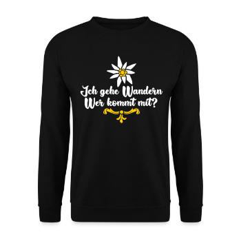 Wandern Herzchen Wanderin Wanderung - Unisex Pullover - Schwarz - Vorne - Alina (178cm) & Michal (187cm)