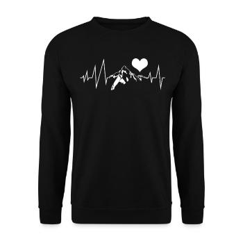 Hiking Herzchen Berg ECG Hike - Unisex Sweatshirt - black - Front - Alina (178cm) & Michal (187cm)
