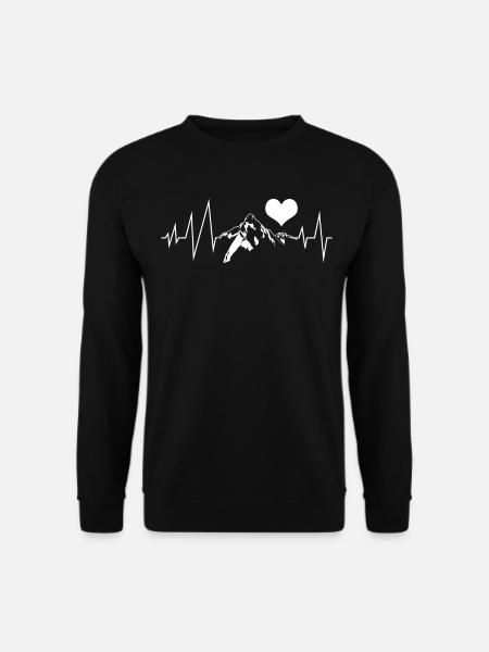 Wandern Herzchen Berg EKG Wanderung - Unisex Pullover - Schwarz
