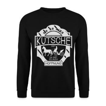 Kutscher Kutsche Pferd Pferdekutsche - Unisex Pullover - Schwarz - Vorne - Alina (178cm) & Michal (187cm)