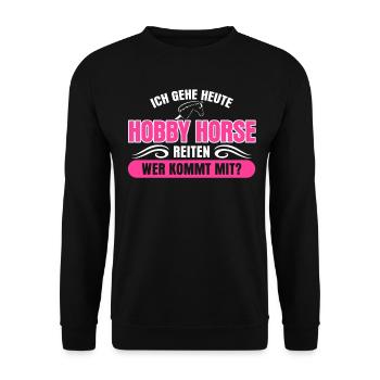Hobby Horse Hobbyhorse Steckenpferd - Unisex Pullover - Schwarz - Vorne - Alina (178cm) & Michal (187cm)