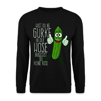 Gurke in der Hose Witz Saure Gurken - Unisex Pullover - Schwarz - Vorne - Alina (178cm) & Michal (187cm)