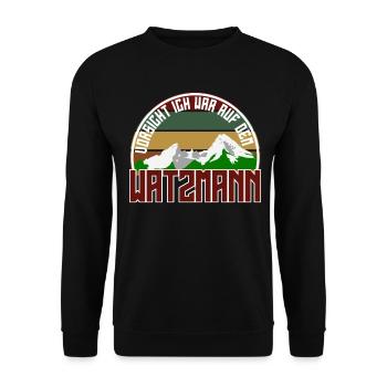 Watzmann Bergsteiger Bergsteigen Wandern - Unisex Pullover - Schwarz - Vorne - Alina (178cm) & Michal (187cm)