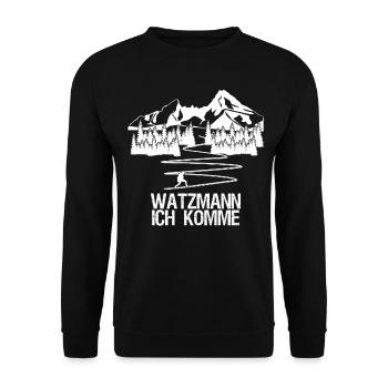 Watzmann Bergsteigen Wandern - Unisex Pullover - Schwarz - Vorne - Alina (178cm) & Michal (187cm)
