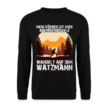 Watzmann Bergsteiger Wandern - Unisex Pullover - Schwarz - Vorne - Alina (178cm) & Michal (187cm)