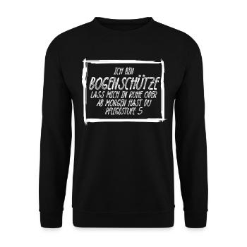 3D Bogensport Witz Bogenschießen - Unisex Pullover - Schwarz - Vorne - Alina (178cm) & Michal (187cm)