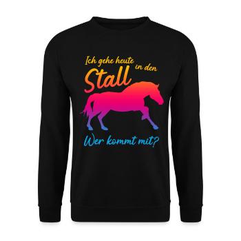Haflinger Stall Pferd - Unisex Pullover - Schwarz - Vorne - Alina (178cm) & Michal (187cm)