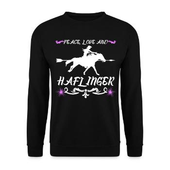 Haflinger Pferd - Unisex Pullover - Schwarz - Vorne - Alina (178cm) & Michal (187cm)