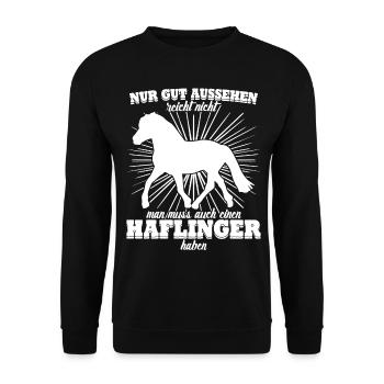 Haflinger Pferd Haflingers - Unisex Pullover - Schwarz - Vorne - Alina (178cm) & Michal (187cm)