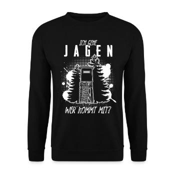 Jägerin Jäger Jagd Hochsitz Jagen - Unisex Pullover - Schwarz - Vorne - Alina (178cm) & Michal (187cm)