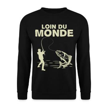 Pêcheur loin du monde Pêche Solitaire - Sweat-shirt Unisexe - noir - Devant - Alina (178cm) & Michal (187cm)