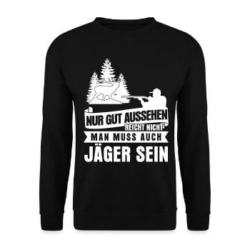 Jägerin Jäger Jagdschein Jagd Jagen - Unisex Pullover - Schwarz - Vorne - Alina (178cm) & Michal (187cm)
