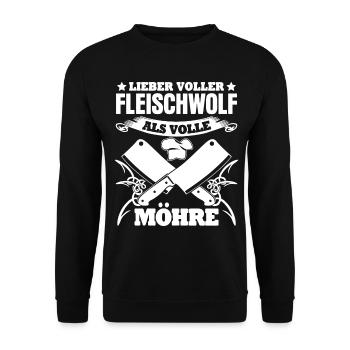 Metzger Fleischwolf Metzgerei Fleischer - Unisex Pullover - Schwarz - Vorne - Alina (178cm) & Michal (187cm)