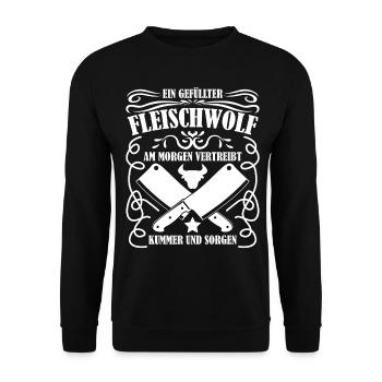 Metzger Fleischer Schlachter Metzgerei - Unisex Pullover - Schwarz - Vorne - Alina (178cm) & Michal (187cm)