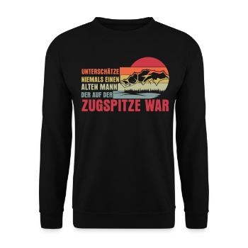 Zugspitze Retro Berg - Unisex Pullover - Schwarz - Vorne - Alina (178cm) & Michal (187cm)
