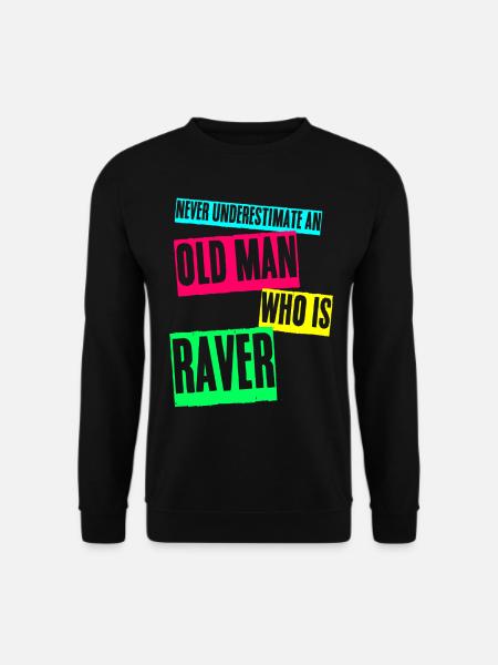 Raver Festival Old Man Techno Rave - Unisex Pullover - Schwarz