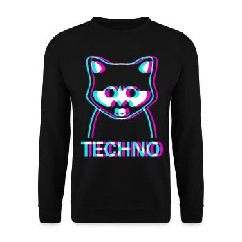 Raver Techno Waschbär Hardtekk Rave - Unisex Pullover - Schwarz - Vorne - Alina (178cm) & Michal (187cm)