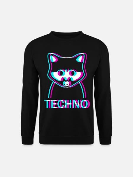 Raver Techno Waschbär Hardtekk Rave - Unisex Pullover - Schwarz