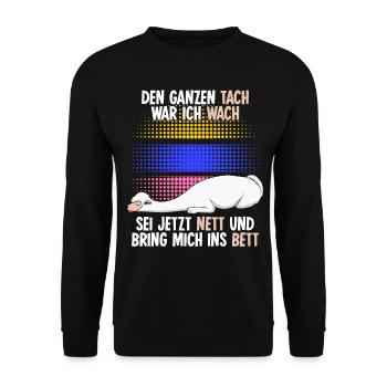 Alpakas Schlafshirt Schlafen Alpaka - Unisex Pullover - Schwarz - Vorne - Alina (178cm) & Michal (187cm)