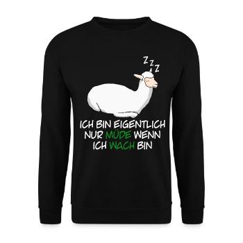 Alpaka Schlafshirt Müde Alpakas - Unisex Pullover - Schwarz - Vorne - Alina (178cm) & Michal (187cm)