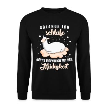 Alpakas Schlafshirt Alpaka - Unisex Pullover - Schwarz - Vorne - Alina (178cm) & Michal (187cm)