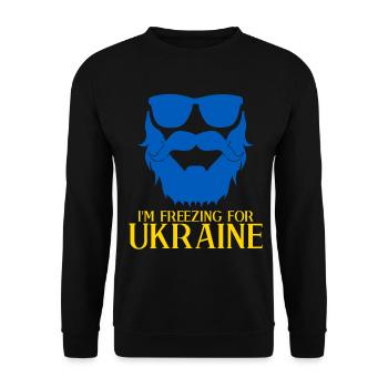 Ukraine Solidarität Ukrainische Flagge - Unisex Pullover - Schwarz - Vorne - Alina (178cm) & Michal (187cm)