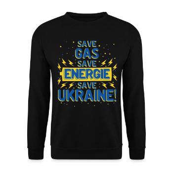 Save Ukraine Ukrainische Flagge - Unisex Pullover - Schwarz - Vorne - Alina (178cm) & Michal (187cm)
