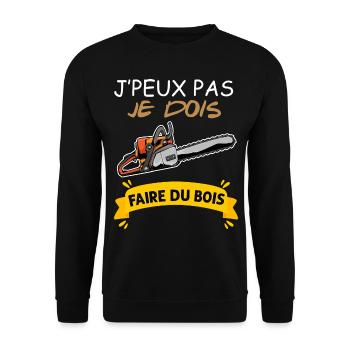 Bois Idée Cadeau Bucheron Humour - Sweat-shirt Unisexe - noir - Devant - Alina (178cm) & Michal (187cm)