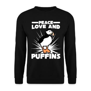 Puffin Puffin Saying Puffins - Unisex Sweatshirt - black - Front - Alina (178cm) & Michal (187cm)