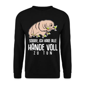 Tardigrade Party Alkohol Wasserbär - Unisex Pullover - Schwarz - Vorne - Alina (178cm) & Michal (187cm)