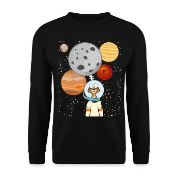 Meerkat Astronaut Space Planets - Unisex Sweatshirt - black - Front - Alina (178cm) & Michal (187cm)