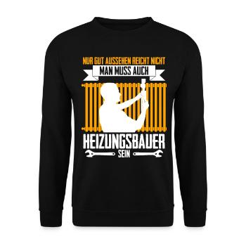 Heizungsbau Installateur Heizungsbauer - Unisex Pullover - Schwarz - Vorne - Alina (178cm) & Michal (187cm)