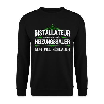 Heizungsbau schlauer Heizungsbauer - Unisex Pullover - Schwarz - Vorne - Alina (178cm) & Michal (187cm)