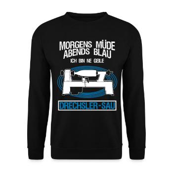 Drechsler Drechselbank Witz Drechseln - Unisex Pullover - Schwarz - Vorne - Alina (178cm) & Michal (187cm)
