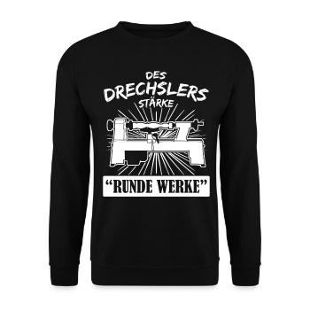 Drechsler Runde Werke Drechseln - Unisex Pullover - Schwarz - Vorne - Alina (178cm) & Michal (187cm)