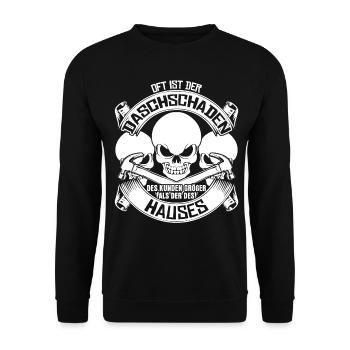 Dachdecker Witz Dachschaden - Unisex Pullover - Schwarz - Vorne - Alina (178cm) & Michal (187cm)