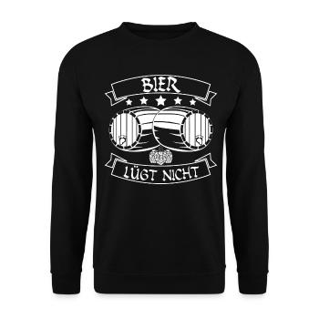 Bier lügt nicht - Brauerei Bierbrauer - Unisex Pullover - Schwarz - Vorne - Alina (178cm) & Michal (187cm)
