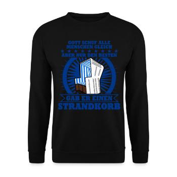 Strandkorb Spruch Strandkörbe - Unisex Pullover - Schwarz - Vorne - Alina (178cm) & Michal (187cm)