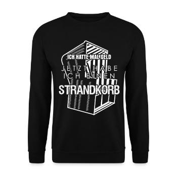 Strandkorb Urlaub Strandkörbe - Unisex Pullover - Schwarz - Vorne - Alina (178cm) & Michal (187cm)