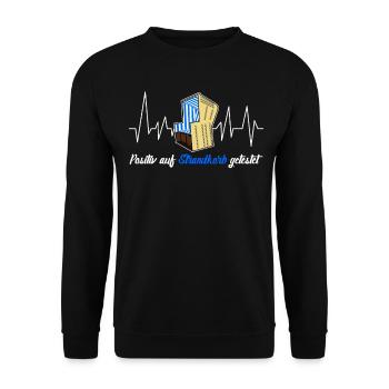 Strandkorb Ostsee Nordsee Urlaub - Unisex Pullover - Schwarz - Vorne - Alina (178cm) & Michal (187cm)