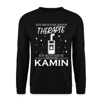 Kamin Ofen Kaminofen - Unisex Pullover - Schwarz - Vorne - Alina (178cm) & Michal (187cm)