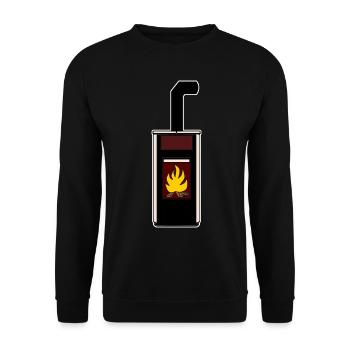 Fireplace Fireplace Stove Fire Stove - Unisex Sweatshirt - black - Front - Alina (178cm) & Michal (187cm)