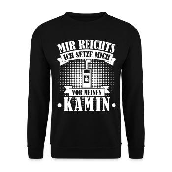 Kamin Ofen Brennholz Kaminofen - Unisex Pullover - Schwarz - Vorne - Alina (178cm) & Michal (187cm)