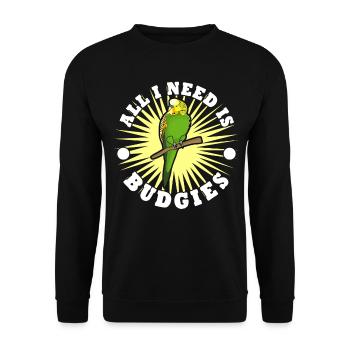 Budgie Budgie Budgerigar - Unisex Sweatshirt - black - Front - Alina (178cm) & Michal (187cm)