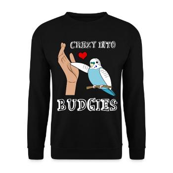 Budgerigar Budgie Coeur Budgerigar - Sweat-shirt Unisexe - noir - Devant - Alina (178cm) & Michal (187cm)