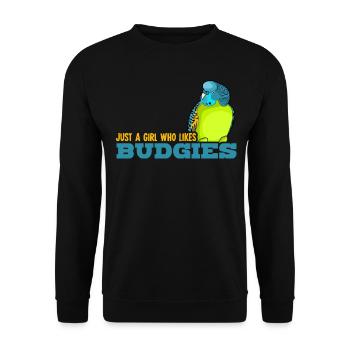 Budgie Girl Budgie Parakeet - Unisex Sweatshirt - black - Front - Alina (178cm) & Michal (187cm)