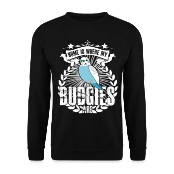 Budgie Budgie Budgerigars - Unisex Sweatshirt - black - Front - Alina (178cm) & Michal (187cm)