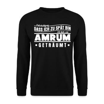 Amrum Nordsee Insel - Unisex Pullover - Schwarz - Vorne - Alina (178cm) & Michal (187cm)